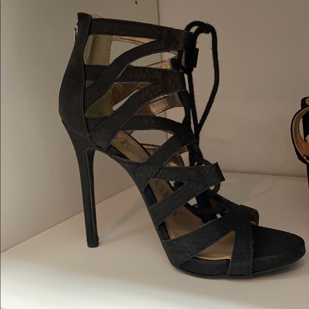 Black lace up heels